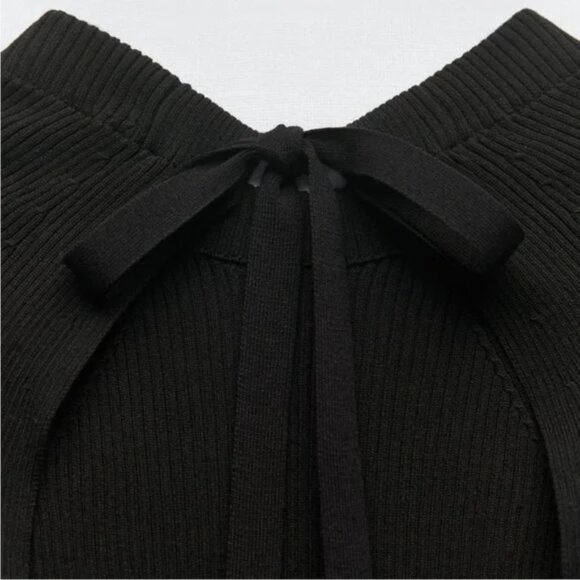 ZARA - LOW BACK KNIT SWEATER (BLACK) - Picture 3 of 6